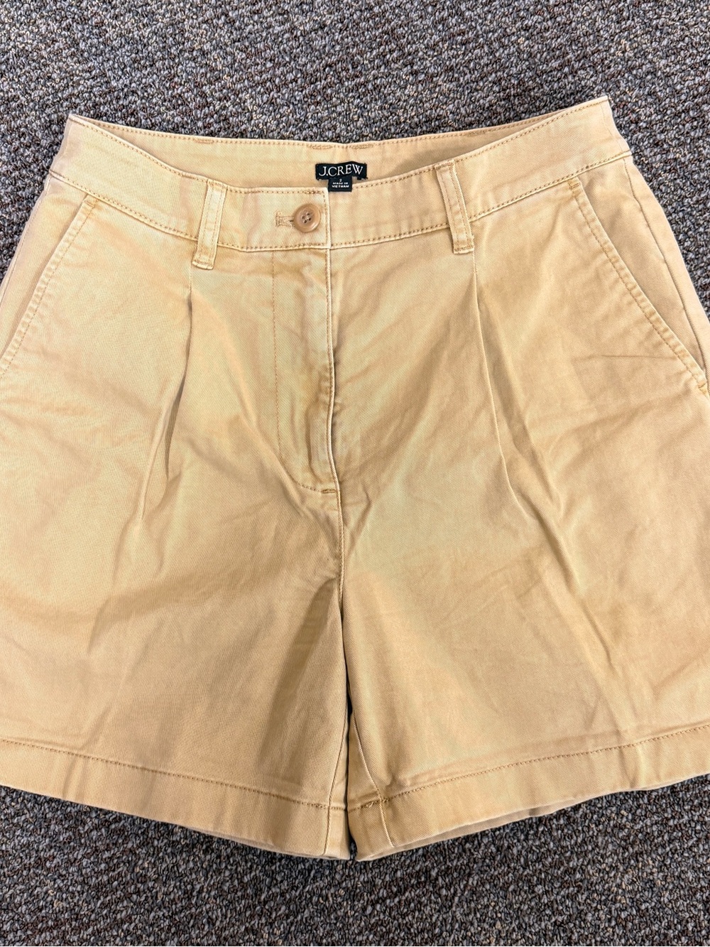 J. Crew High-Waist Tan Cotton Bermuda Shorts